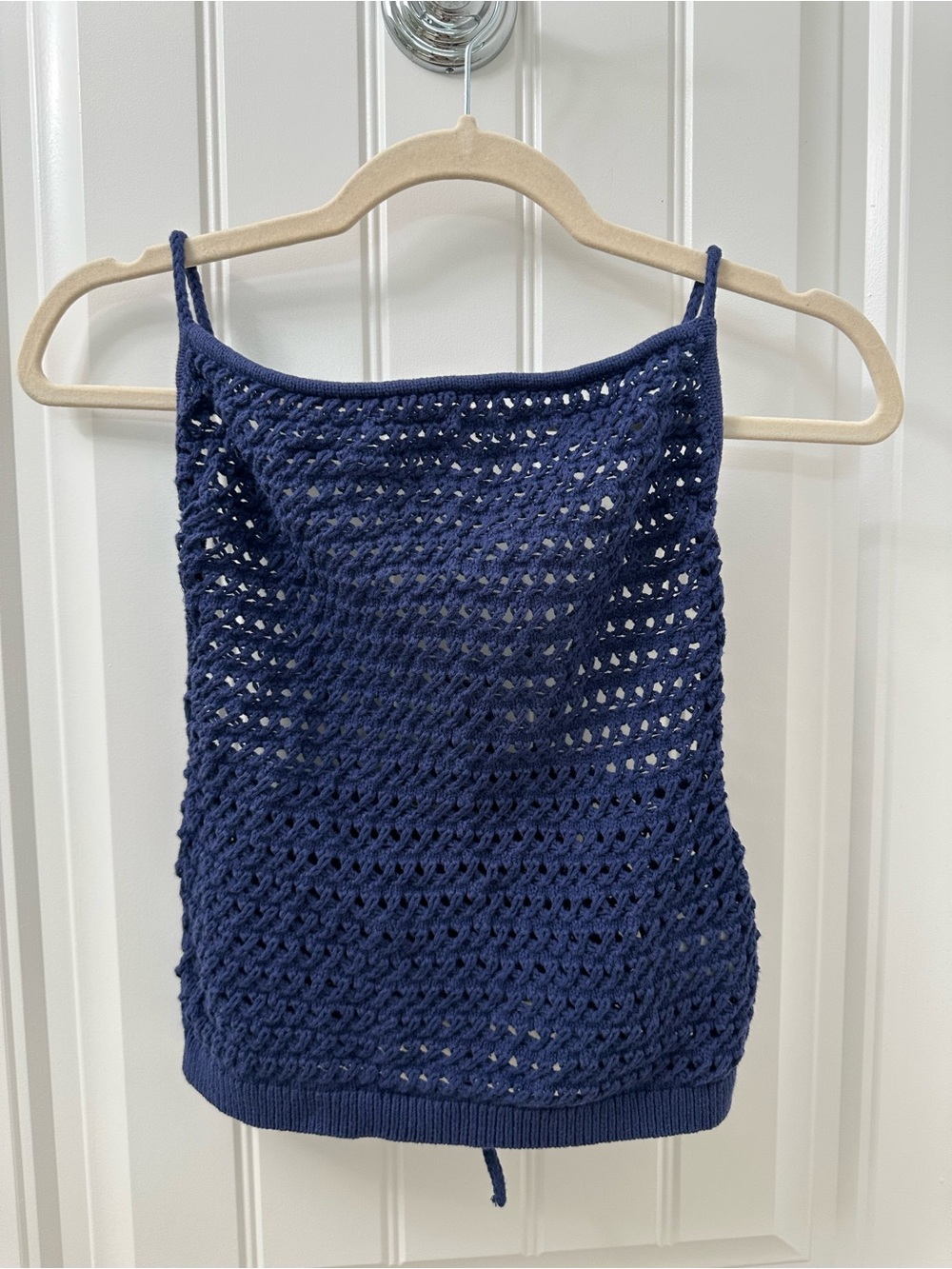 Reformation Navy Heidi Crochet Top